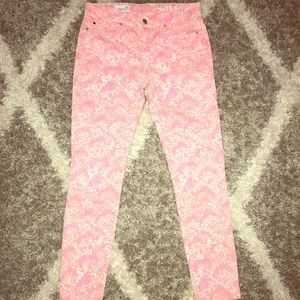 Pink Floral Skinny Jeans